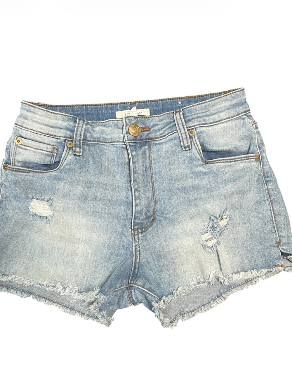 STS Blue Aubrey Highrise Light Blue Distressed Denim Shorts